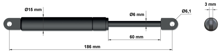 Gasfjädrar till köksluckor - modell 2a