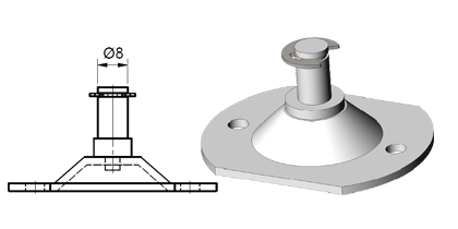 Technical drawing - Endfitting - Brackets mandrel Technical drawing - Endfitting - Brackets mandrel