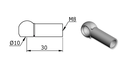 Technical drawing - Endfitting - Ballsocket Technical drawing - Endfitting - Ballsocket