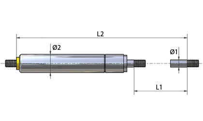 Technical drawing - Gas springs - threads - variload stainless
