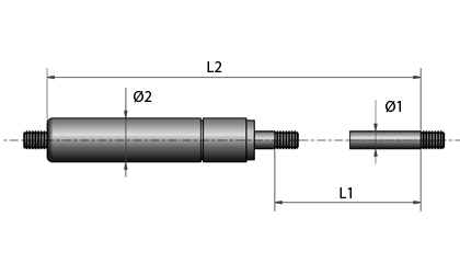 Technical drawing - Gas springs - threads
